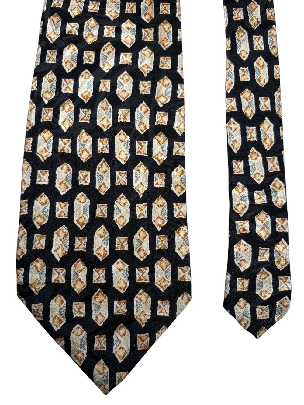 Canali Milano 100% Silk Black White Geometric Men's Designer Tie Made in Italy